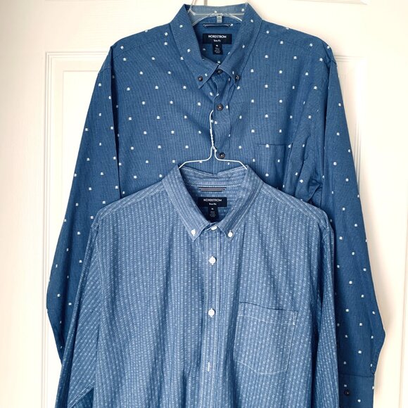 NORDSTROM 2 Mens Button Down Long Sleeve Shirt Sz XL Trim Fit - Picture 9 of 10